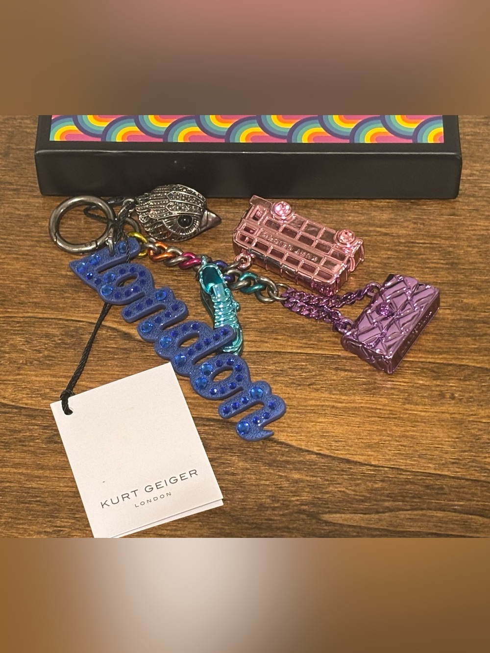 Kurt Geiger Multicolor Enamel and Metal Charm Bag Charm/Keychain - Picture 3 of 6